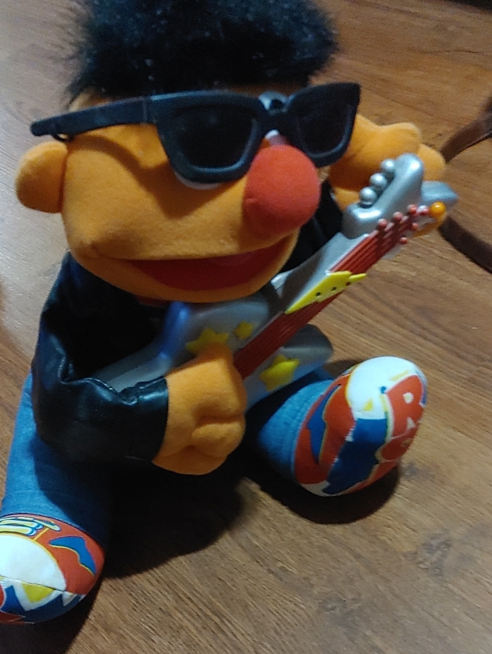 Plush Ernie Rocker Toy - Orange Guitar Bear with Sunglasses